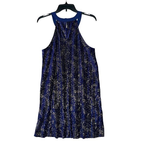 BCBGeneration Dress Velvet Gold Metallic Pleated Mini - Picture 3 of 9